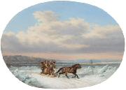 Cornelius Krieghoff Crossing the Ice at Quebec' oil